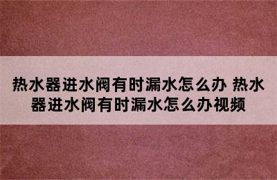 热水器进水阀有时漏水怎么办 热水器进水阀有时漏水怎么办视频